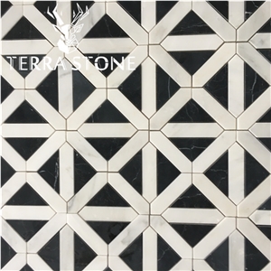 White and Black Marble Mosaic Tile for Kitchen Backsplash